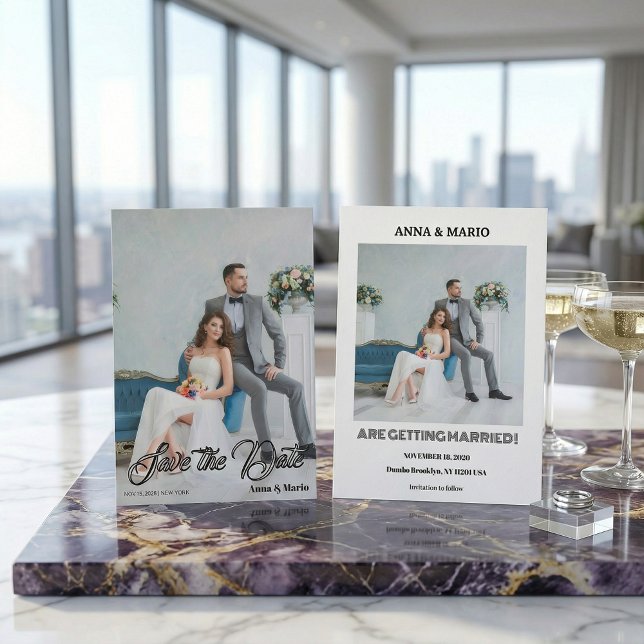 Save The Date Écriture de calligraphie moderne Photo de mariage (Créateur téléchargé)