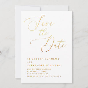 Save The Date Écriture dorée élégante   Mariage classique minima