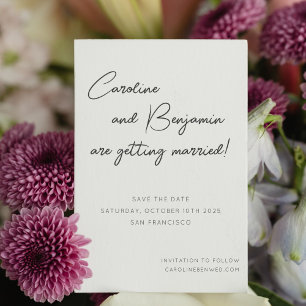 Save The Date Écriture manuscrite moderne Mariage blanc noir
