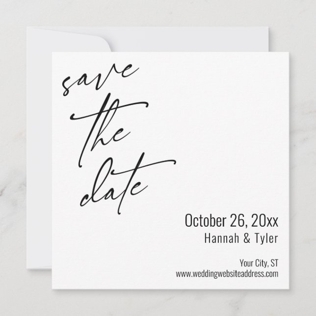 Save The Date Écriture manuscrite simple et élégante Typographie (Devant)