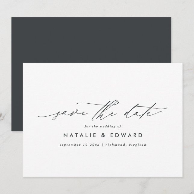 Save The Date Écriture moderne élégant élégant mariage de typogr (Devant / Derrière)