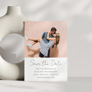 Save The Date Écriture moderne Mariage noir blanc photo