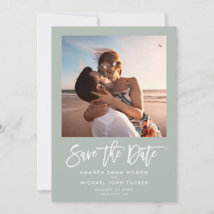 Save The Date Écriture Moderne Minimaliste de Photo Chic avec Ve