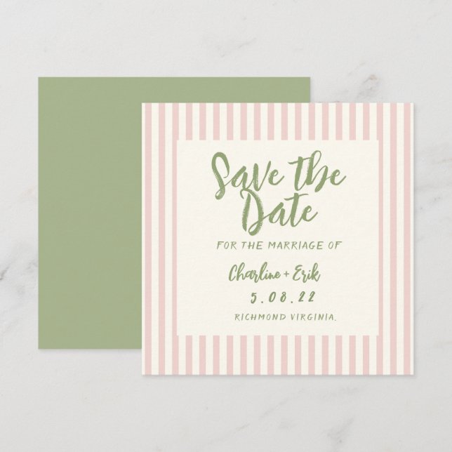 Save The Date Écriture pastel Rétro Mariage Économisez la date (Devant / Derrière)