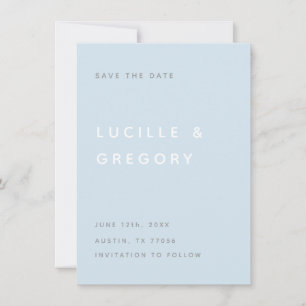 Save The Date Éditorial Modern Sky Blue TOUTES MAJUSCULES Enregi