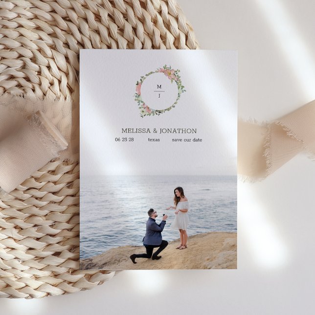 Save The Date Eggshell et Blush Floral Image Enregistrer la date (Créateur téléchargé)