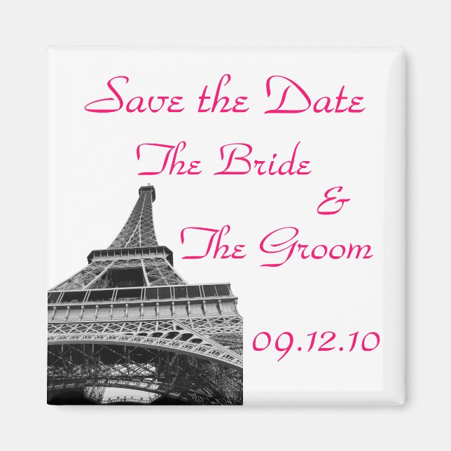 Save the Date Eiffel Tower Magnet (Front)