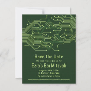 Save The Date Electronique Ordinateur Circuit Board Bar Mitzvah