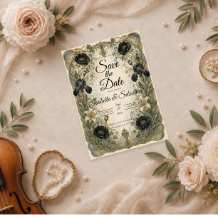 Save The Date Élégance Botanique Art Nouveau pour un Mariage Moo