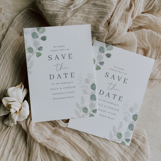 Save The Date Élégance de feuille verte Mariage (Créateur téléchargé)