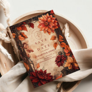 Save The Date Élégance de mariage automnal Dahlia