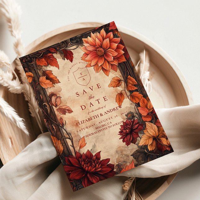 Save The Date Élégance de mariage automnal Dahlia (Créateur téléchargé)