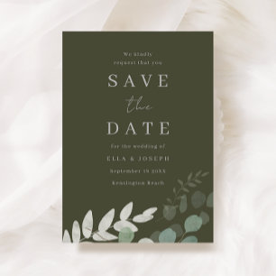 Save The Date Élégance de mariage divine feuille verte olive