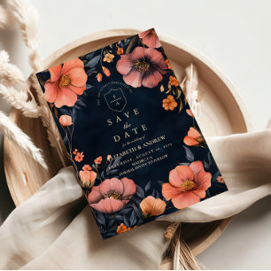 Save The Date Élégance de mariage floral gothique