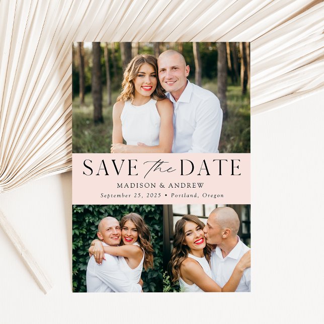 Save The Date Elegance moderne Blush 3 Photo (Créateur téléchargé)