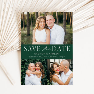 Save The Date Élégance Moderne Verte 3 Photo
