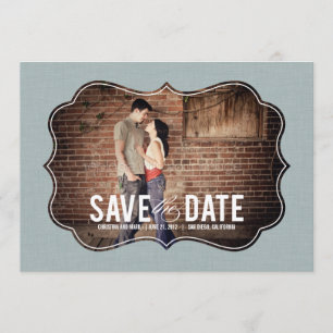 Save The Date Élégance Raffinée Photo Enregistrer La Date - Bleu