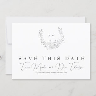 Save The Date Élégance subtile photo   Monogramme de couronne cl