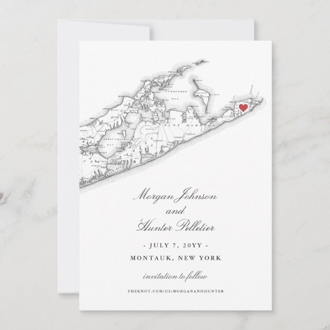 Save The Date Élégant 360 Est à Montauk Downs Mariage (Devant)