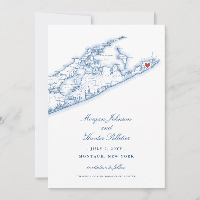 Save The Date Élégant 360 Est à Montauk Downs Mariage (Devant)