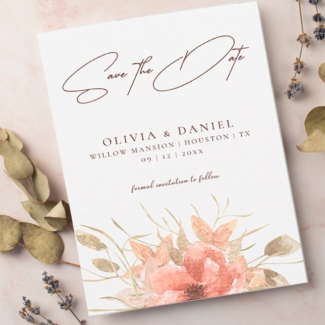 Save The Date Élégant Aquarelle Bohème Rose Mariage Enregistrer  (Créateur téléchargé)