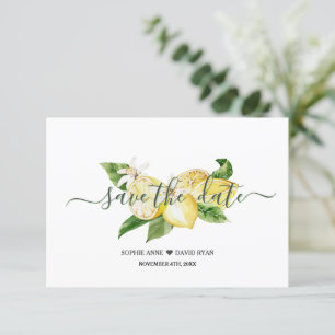 Save The Date Élégant Aquarelle Citron Mariage Tropical Script