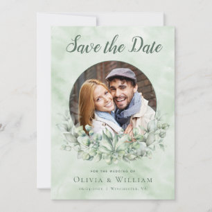 Save The Date Elégant Aquarelle Eucalyptus Mariage photo