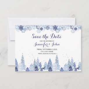 Save The Date Elégant Aquarelle Snowflakes Mariage d'hiver