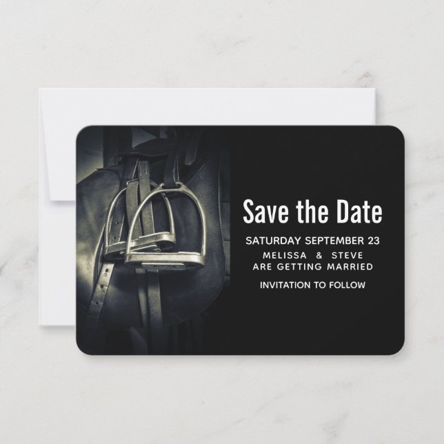 Save The Date Élégant bâton d'argent sur selle d'équitation angl (Devant)