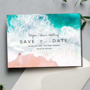 Save The Date Elegant Beach Destination Mariage Photo