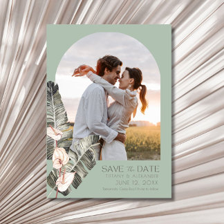 Save The Date Elegant Beach Tropical Photo Wedding 