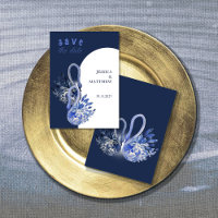 Elégant Beau Cygne Dans Mariage Bleu Marine