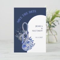 Elégant Beau Cygne Dans Mariage Bleu Marine