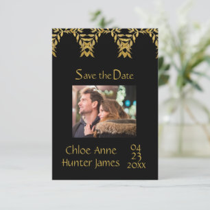 Save The Date Elégant Black Gold Contemporary Chic Photo