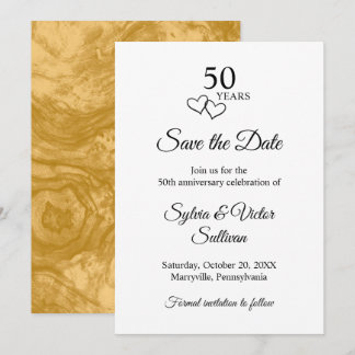 Save The Date Elegant Black & White 50th Wedding Anniversary