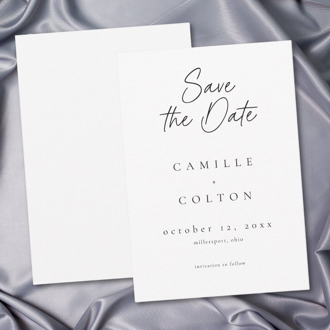 Save The Date Elegant Black White Minimalist Wedding (Elegant Black White Minimalist Wedding Save The Date)