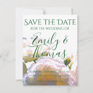 Save The Date Elégant blanc pêche orange roses