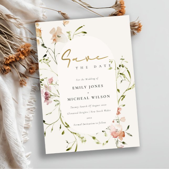 Save The Date Elégant bleu doux rouge vert pâté aquarelle (Créateur téléchargé)