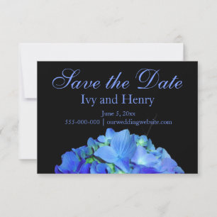 Save The Date Elégant bleu floral bleu rose hydrangée bleue