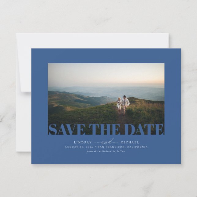 Save The Date Élégant bleu marine moderne Enregistrer la photo d (Devant)