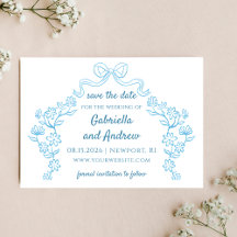 Elégant Bleu Whimsical Main tiré Chic Floral Bow