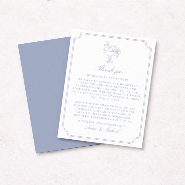Save The Date Elegant Blue Double Frame Wedding Thank You Card (Créateur téléchargé)