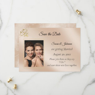 Save The Date Elegant Blush Gay Photo Enregistrer la date