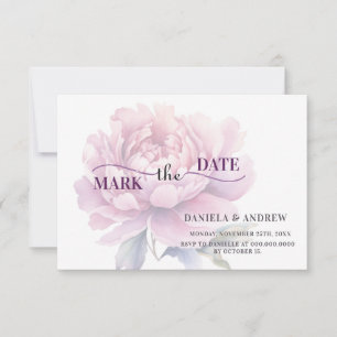 Save The Date Élégant Blushing Bloom Romantique rose Peony Maria