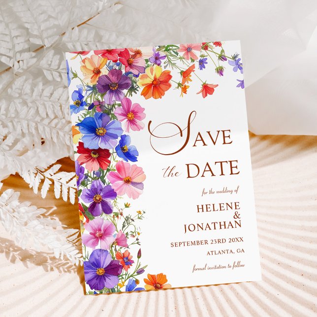 Save The Date Elegant Boho Chic Wildflower Garden Wedding (Elegant Boho Chic Wildflower Garden Wedding Save The Date)