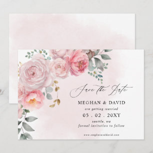 Save The Date Elégant Boho été printemps Blush Floral Mariage