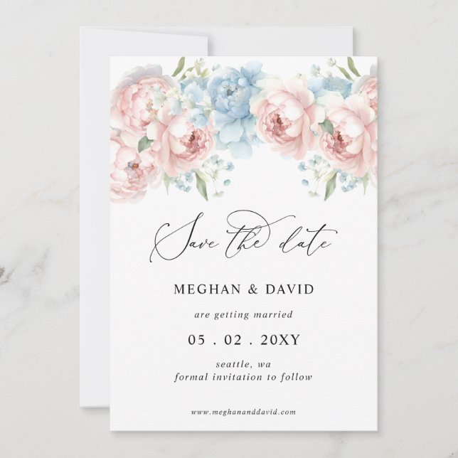 Save The Date Élégant Boho été printemps flush photo florale (Devant)