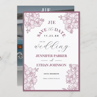 Save The Date Elegant Boho Orchid Botanical Photo Mariage