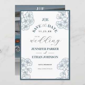 Save The Date Elegant Boho Pansy Botanical Photo Mariage