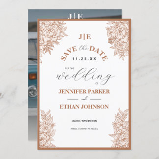 Save The Date Elegant Boho Peony Botanical Photo Mariage